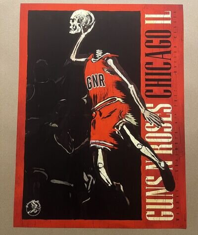 Guns N Roses Poster Chicago Illinois 11/06 2017 Michael Jordan Axl Rose Slash