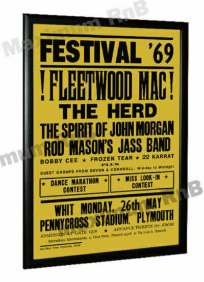 Fleetwood Mac Peter Green Plymouth 1969 Repro Gig Poster - 3 Sizes