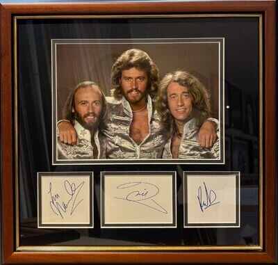 The Bee Gees Fully Band Signed Framed (42 x 40cm) Hand Signed Card/Photo & COA