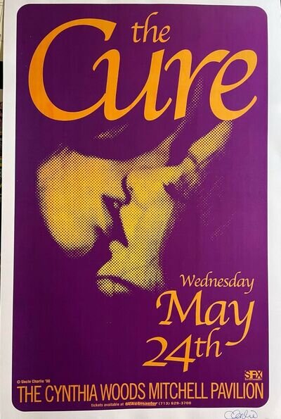 The CURE Woodlands TX 2001 Concert Poster by Uncle Charlie Hardwick