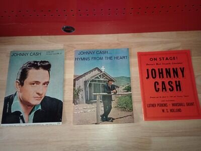 Autographed Signed Post Card Photo JOHNNY CASH Lot Of 2 Songbooks And Photo Book