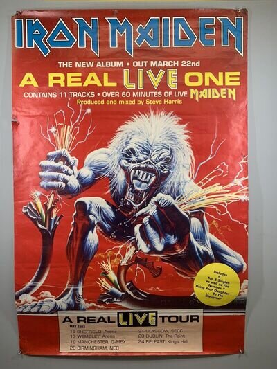 Iron Maiden Poster Bruce Dickinson Vintage Promo Real Live Album & UK Tour 1993