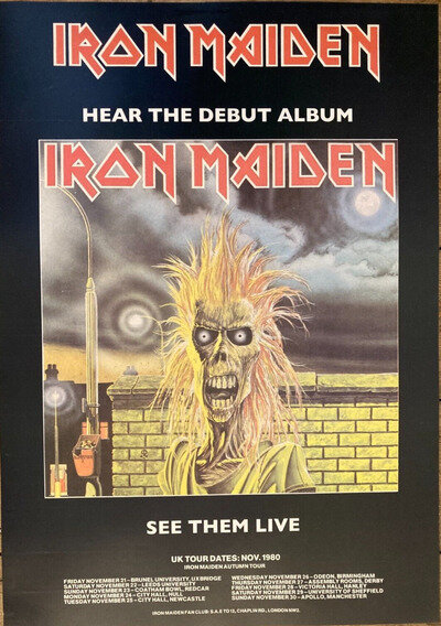 Iron Maiden poster - Debut Album promoting Autumn tour 1980 A2 large size repro