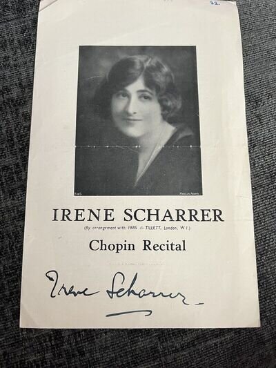 Irene Scharrer Autographed Programme