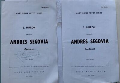 ANDRES SEGOVIA AUTOGRAPHED program February 23, 1960 San Diego and 1 Unsigned