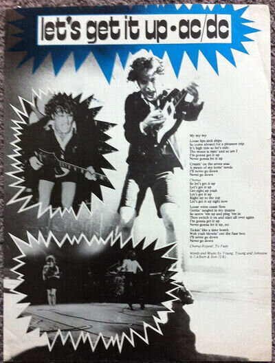 AC/DC - LET'S GET IT UP 1981 full page UK lyric poster