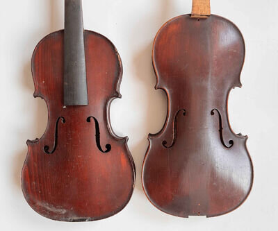 Two old violins violin viola violin violon 1/2 Nine & Hornsteiner 1867