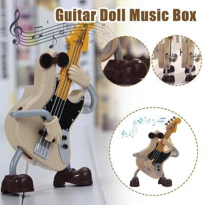 Guitar Doll Music Box Automatic Swinging Desktop Ornaments Cartoon Holiday H2N7