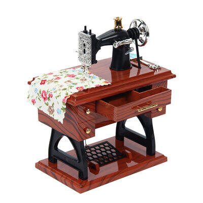 Music Box Mini Sewing Machine Style Mechanical Birthday Xmas Gift Table Decor