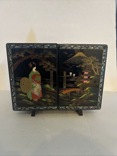 Vintage Crestline Japanese Hand Painted Jewelry Box