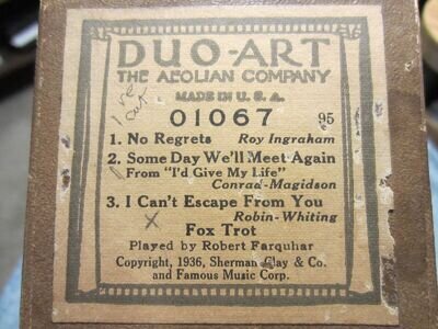 Duo Art piano roll 01067 Frank Milne medley