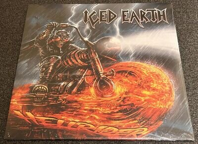 ICED EARTH-HELLRIDER-2023 ETCHED RED/YELLOW/BLACK SPLATTER VINYL EP-NEW & SEALED