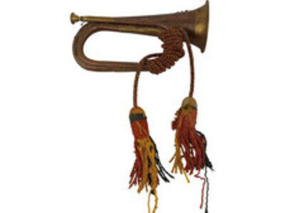 Vintage Copper Brass Military Bugle with Decorative Tassels