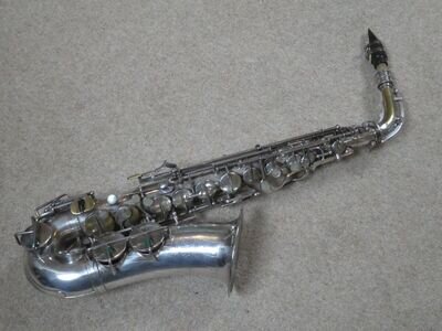 Alto Saxophone Vintage G. H. Huller, German, silver plated working VGC