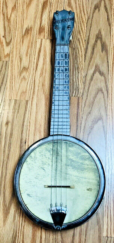 VINTAGE Dixie 4 String Banjolele Banjo Ukelele Musical Instrument Aluminum Metal