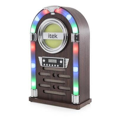 Jukebox by iTex Bluetooth, FM Radio, Remote Control, Table Top, Brown, I60018CD