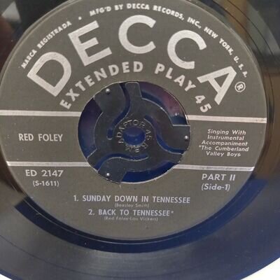 RED FOLEY Sunday Down In Tennessee ED 2147 COUNTRY 45 7" Vinyl Record DECCA