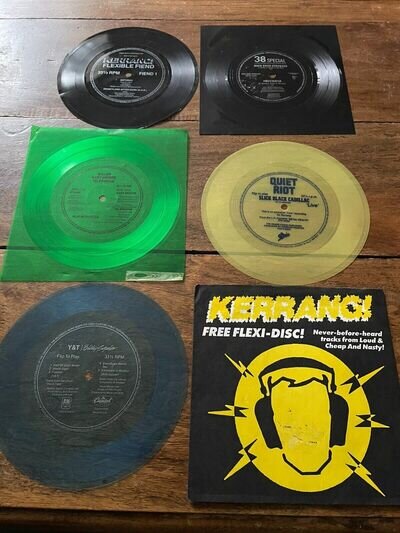 6 x 7” Rock Metal Flexi Discs. Anthrax Quiet Riot Y&T Gillan 38 Special