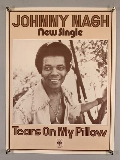 Johnny Nash Poster Original Promo CBS Tears on My Pillow 1974 #2