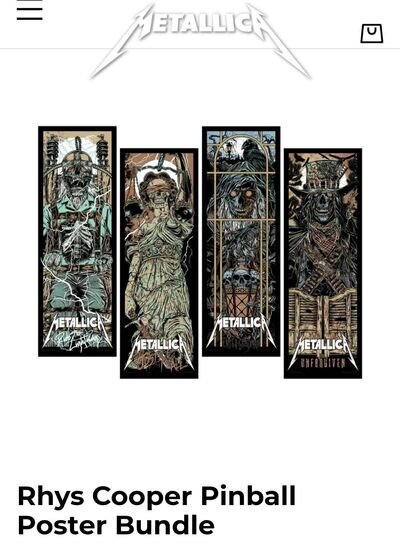 Metallica 2025 PINBALL VARIANT SCREEN PRINTED POSTER SET Rhys Cooper probity