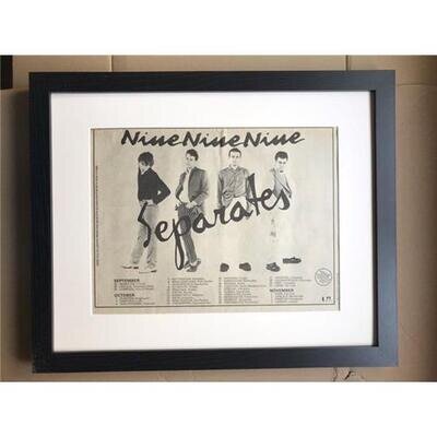 999 SEPARATES TOUR (A)(FRAMED) POSTER SIZED original PUNK music press advert fro