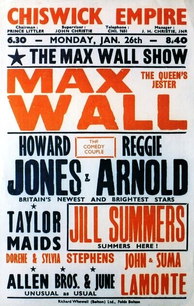 Max Wall Chiswick 16" x 12" Photo Repro Concert Poster