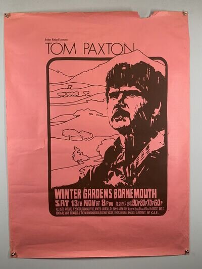 Tom Paxton Poster Original Promo Winter Gardens Bournemouth 1971