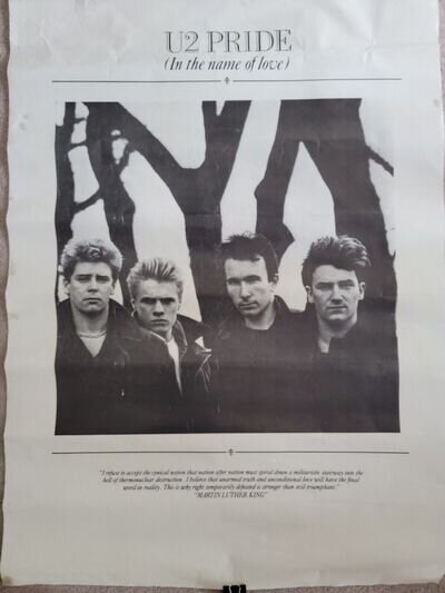 U2 "Pride in the Name of Love" VINTAGE, RARE promotional Poster 25" x 35" 1984