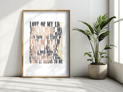 ❤ QUEEN ❤ Love Of My Life - a song lyrics poster art Limited Edition Print