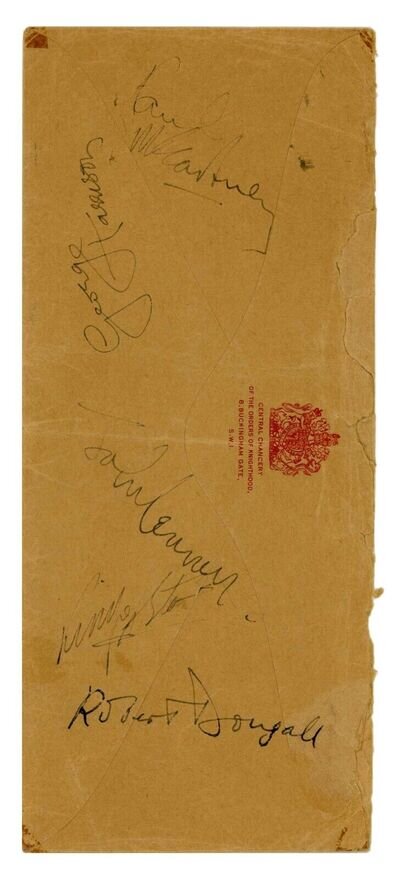 The Beatles 1965 MBE Autographed Buckingham Palace Envelope