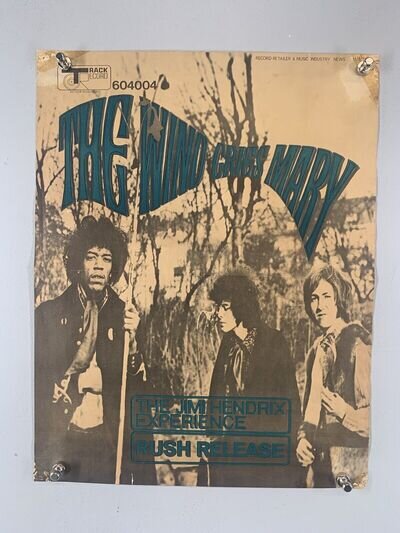 Jimi Hendrix Poster Track Record Original Vintage Promo The Wind Cries Mary 1967