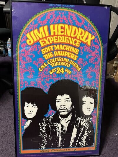 Hendrix Toronto 1968 poster 20th Anniversary edition framed BEST CONDITION