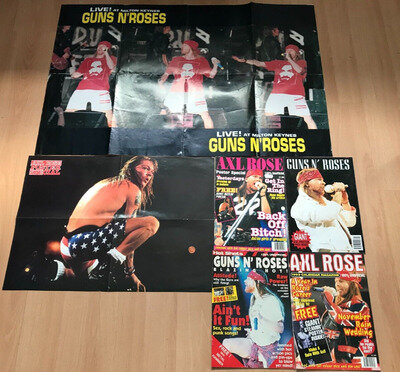 Vintage 1992 collection Axl Rose Guns n Roses magazines & posters lot