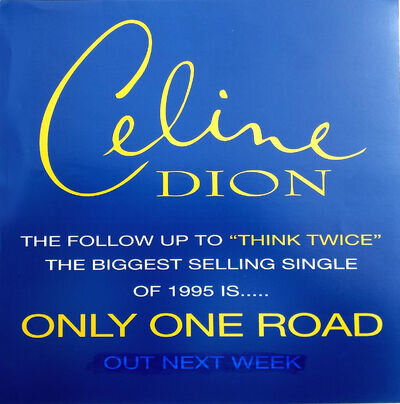 CELINE DION Display Only One Road UK PROMO ONLY Rare 12" x 12" Poster