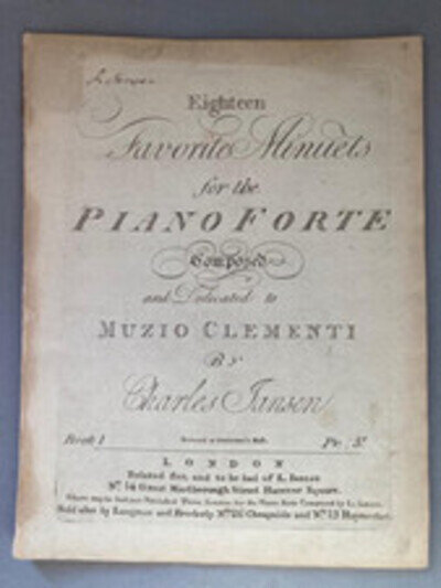 Louis Jansen, Composer, Muzio Clemente, SIGNED score, circa 1793