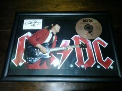 ACDC framed A3 Poster With Facsimile Autograph And FOR THOSE ABOUT TO ROCK CD