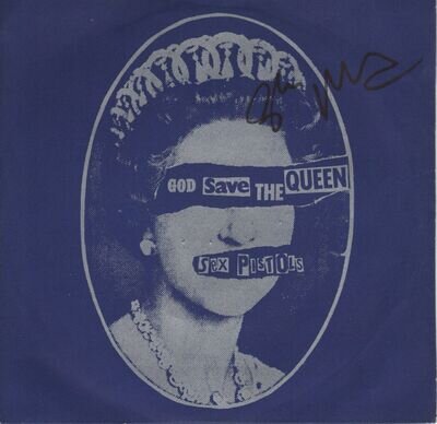 GLEN MATLOCK AUTOGRAPH SEX PISTOLS GOD SAVE THE QUEEN 7" 1977 SIGN PHOTO PROOF