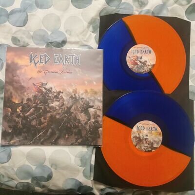 ICED EARTH THE GLORIOUS BURDEN 12"DOUBLE HALF/HALF BLUE & ORANGE VINYL NEW