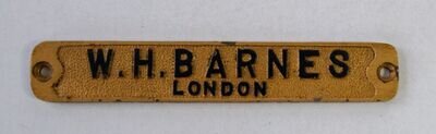 W H Barnes of London, Piano maker, vintage name plate