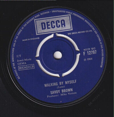 SAVOY BROWN * Walking By Myself * BRITISH BLUES BOOM * 1968 UK 45 * Listen!