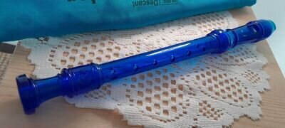 Descant Recorder Blue Pure Tone Brand With Carry Bag Woodwind Instrument