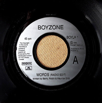 BOYZONE Words JUKEBOX 7" (1996 Polydor BOYLH 1) Rare UK Jukebox Pressing 7"