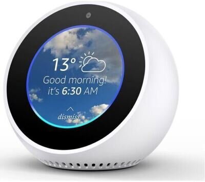 AMAZON ECHO SPOT SMART ALARM CLOCK SCREEN WITH ALEXA SPEAKER - WHITE