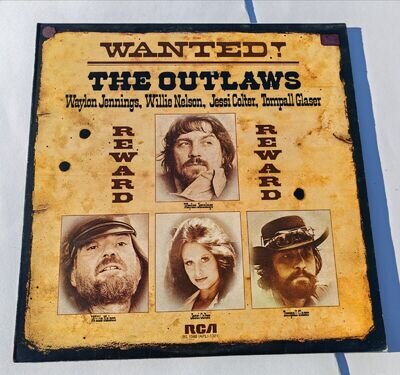 The Outlaws Waylon Jennings Willie Nelson Wanted! UK 1976 EX/VG+ LP VINYL Record