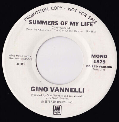 Gino Vannelli - Summers Of My Life - Used Vinyl Record 7 - Promo - A8100z