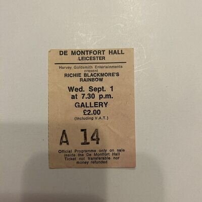 Richie Blackmore's Rainbow - Original 1976 Concert ticket stub TOP COPY RARE!!