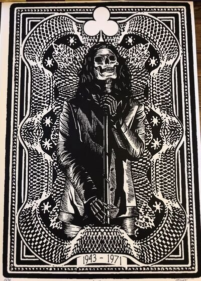 JIM MORRISON THE DOORS VERY RARE “27 CLUB” AUTOGRAPH SCREENPRINT POSTER #11/20