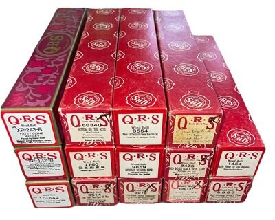 Vintage QRS Player Piano Word Rolls Lot of 14 All Original Boxes Labeled As Is