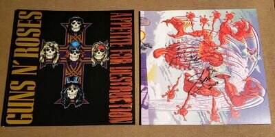 GUNS N ROSES APPETITE FOR DESTRUCTION AXL & SLASH AUTOGRAPHED SIGNED ALBUM W/COA