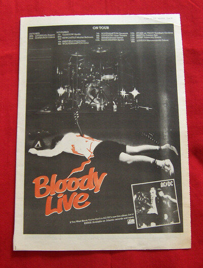 AC/DC BLODDY LIVE ALBUM 1978 ORIGINAL VINTAGE PRESS POSTER ADVERT